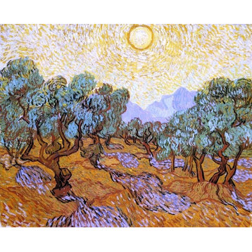 Vincent Van Gogh Olive Trees With Yellow Sky and Sun Wall Decal