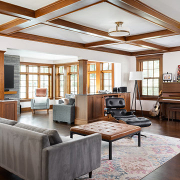 Stoneham, MA Craftsman Open-Concept Living & Music Room – Whole Home Renovation