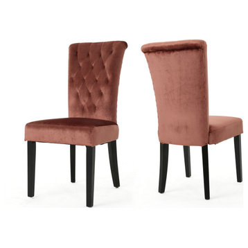 GDF Studio Venus Tufted New Velvet Dining Chairs, Set of 2, Blush