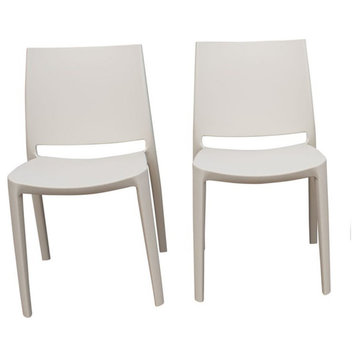 Strata Furniture Sensilla Weatherproof Polypropylene Chair in White (Set of 2)