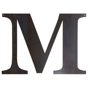 Rustic Large Letter "M", Painted Black, 20"