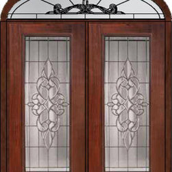 Prehung Transom Double Door 80 Fiberglass Courtlandt Full Lite Glass - Front Doors