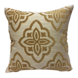 KH Window Fashions, Inc. - Chenille Texture Medallion Pillow, Gold, Without Insert - Decorative Pillows