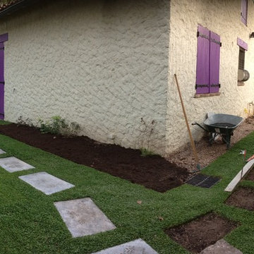 Aménagement accès villa + placage gazon