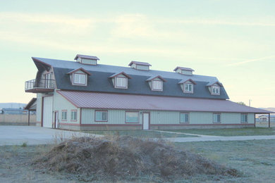 Inspiration for a large craftsman gray two-story exterior home remodel in Other with a gambrel roof