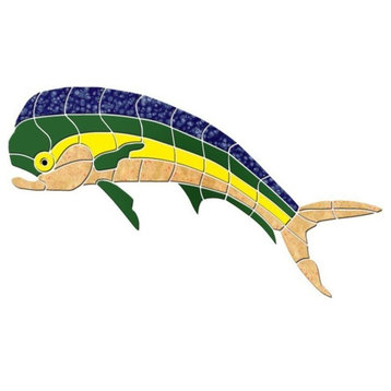 Bull Dolphin Mahi-Mahi Ceramic Swimming Pool Mosaic 48"x27"