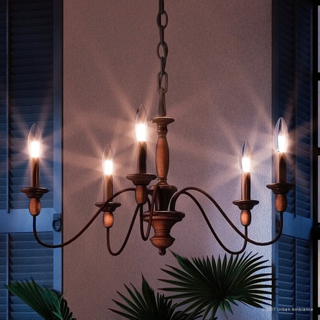 Luxury Americana Bronze and Wood Chandelier, UQL2350, Raleigh Collection