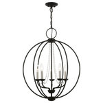 Livex Lighting - Arabella 5 Light Black With Brushed Nickel Finish Candles Globe Chandelier - Our Arabella collection five light transitional orb features a black sphere with delicate draping crystals. Together, the metal and crystal create a balance between modern and classical. This clever design combination is the model of versatility and perfect for an elegant dining room or use in a casual kitchen setting.