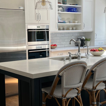 Blue and White Kitchen With Natural Light