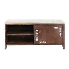 Mueble de TV industrial de metal y madera efecto óxido An. 117 cm Atlantide