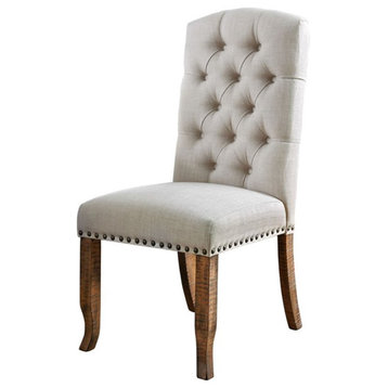 Furniture of America Liston Fabric Tufted Dining Chair in Ivory (Set of 2)