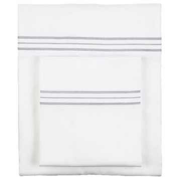 Hem Stripe Sheet Set, White Grey, King