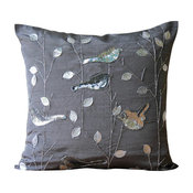 Silver Pigeon Bird 26"x26" Art Silk Gray Euro Sham Covers, Pigeon Story