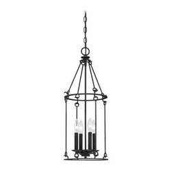 Minka Lavery Kingsgate 4 Light Pendant Lighting in Kona Black With Gold Highligh - Lighting