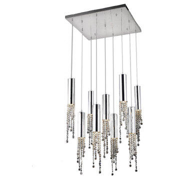 MIRODEMI® Monterosso Hanging Crystal Light Fixture, Gold, 15 Lights (2), Cool Light 6000k