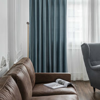 Luxury Velvet Curtain Panels, Gray Blue Willow, Set of 2, Rod Pocket 50"x120"