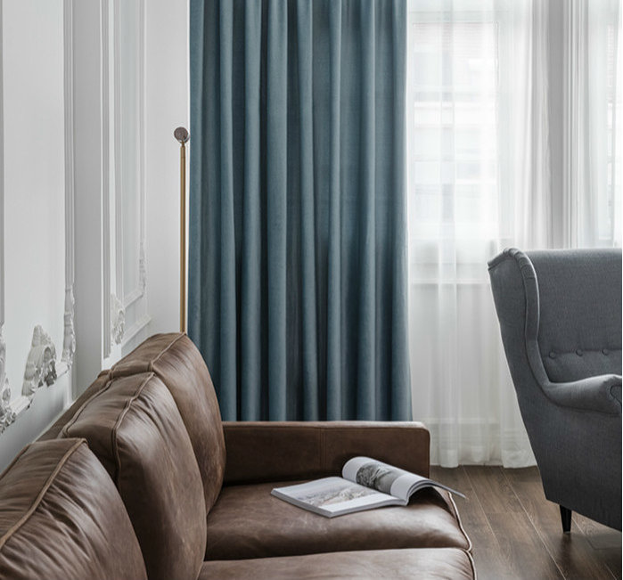 Luxury Velvet Curtain Panels, Gray Blue Willow, Set of 2, Rod Pocket 50"x120"