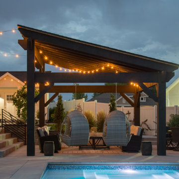 Sloped Shed Roof 2-Tone Pavilion Kit w/Integrated Power Post