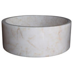 TashMart - Cylindrical Natural Stone Vessel Sink, White Marble - The Cylindrical Vessel Sink is made from one solid piece of natural stone.  This sink comes in limestone, light travertine, noce, antico, beige marble and white (Afyon) marble.