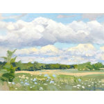 Giant Art - "Blue Chickory Fields" Museum Mounted Canvas Print, 14"x11" - Your ready to hang artwork is printed on canvas then stretched and finished with an elegant 2-inch deep - black edge all around for a clean contemporary look.