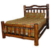 Rustic Pine Log Double Rail Queen Size Bed, Michael's Cherry Stain