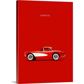 "Corvette 1957 Red" Wrapped Canvas Art Print, 12"x16"x1.5"