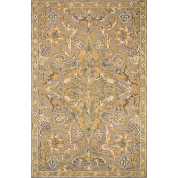 Gray Wool Hooked Victoria Rug by Loloi, 5'0"x7'6", 9'3"x13'