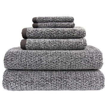 Everplush Diamond Jacquard Bath Towel Set 6 Piece, Gray