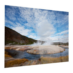 "Yellowstone Under Bright Clouds" Metal Art, 1 Panel, 40"x30"