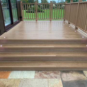 Lit Composite Deck and Steps After Dark
