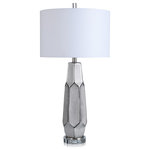 StyleCraft - Zara Carved and Textured Body Ceramic Table Lamp Silver Finish White Shade - Stand out from the crowd with your complimentary lighting choices like the StyleCraft Zara carved and textured body ceramic table lamp. This lamp boasts a breathtaking body designed with carved geometric figures with a metallic silver finish. The lamp base is incredibly sturdy and boasts a clear crystal glass finish that transcends design standards. Reboot your lighting scheme with a StyleCraft lamp.