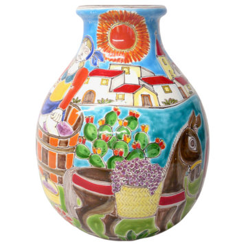 Ceramiche di Sicilia Vase with Grape Harvest