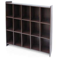 Rumi Traditional Finished Faux Wood Bookshelf, Walnut