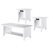 Nantucket 3-Piece Coffee Table Set With Charger, White