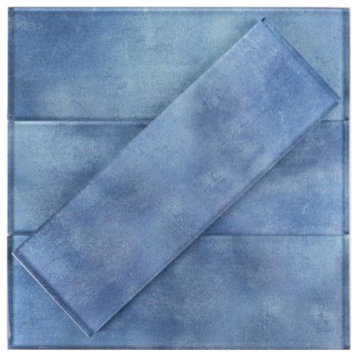 Medium Blue 3x9 Glass Subway Tile, 10.31 Sft