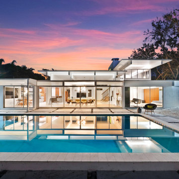 Mid-Century Modern Lido Shores Home at Dusk — Sarasota Staging