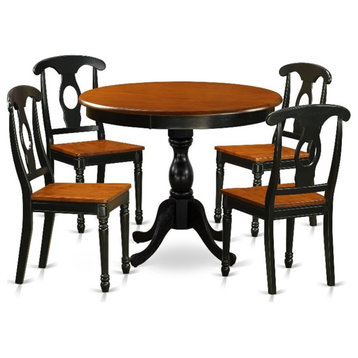 AMKE5-BCH-W - Dining Table and 4 Chair with Napoleon Back - Black Finish