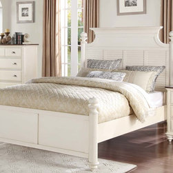 Homelegance 1821-1 Floresville Antique White Queen Platform Bed - Panel Beds