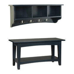 Bolton Furniture - Shaker Cottage Bench and Coat Hook With Storage - Hall Trees