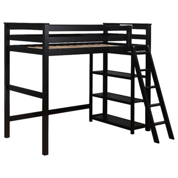 Coaster 3-Shelf Transitional Wood Twin Workstation Loft Bed in Black