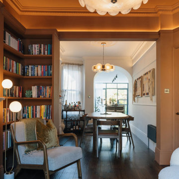 Tooting House - View of living room to dining and kitchen
