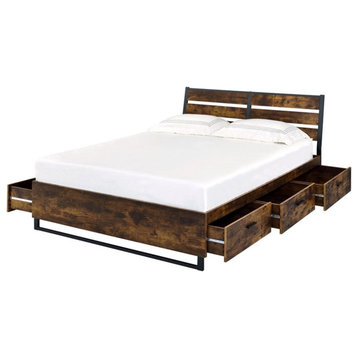 ACME Juvanth Queen Bed W/Storage in Oak & Black Finish