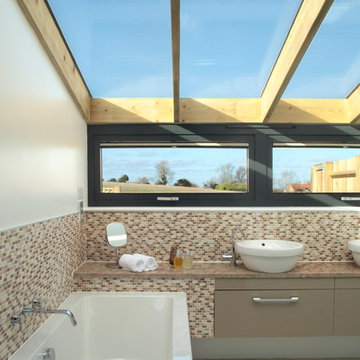 Modern bathroom with skylight