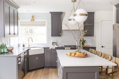Example of a transitional kitchen design in Seattle