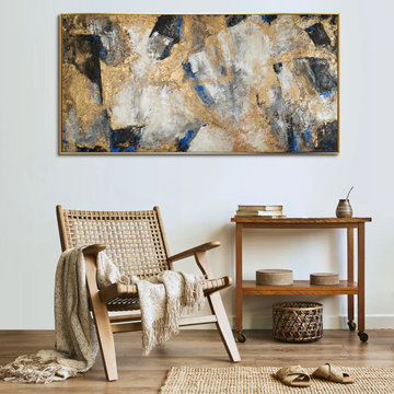 Framed wall picture for living room "Gold contrast"