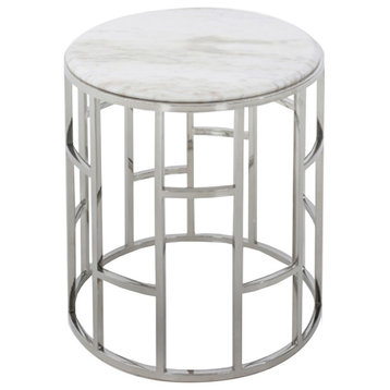 Modrest Silvan Marble and Stainless Steel End Table