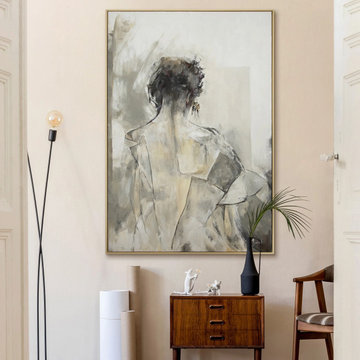 Framed abstract canvas art handmade painting "Namur"