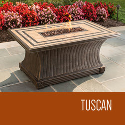Tuscan 32" x 52" Rectangular Porcelain Top Gas Fire Pit Table - Fire Pits