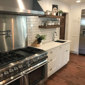 Amish Custom Cabinetry- Painted Dove White and Painted Black with Rub Thru
