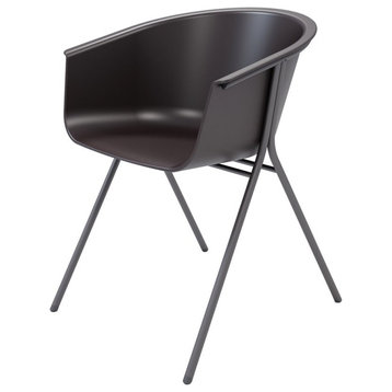 Olio Designs Tee Plastic Guest Arm Chair in Black Coffee